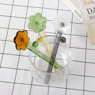 Colorful 5-petal flower glass spoon TTT2