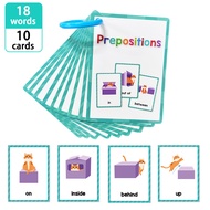 15PCS แฟลชการ์ด Flashcard Prepositions Flash Cards บัตรคำภาษาอังกฤษ เกมส์ทายภาพ สื่อการเรียนการสอน เ