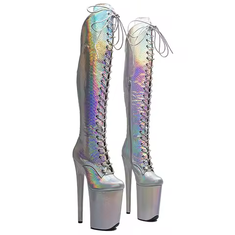 Leecabe 23CM/9inches Snake Upper Fashion trend platform High Heel stripper heel Pole Dance boot