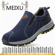 MEIXU Safety Shoes Work Ankle Boots Safety Boots Loafers Suede Anti-smash Puncture Detection Shoes K