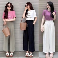 87cm long loose wide-leg pants for short women under 1m52 for women with high waist to cover belly f