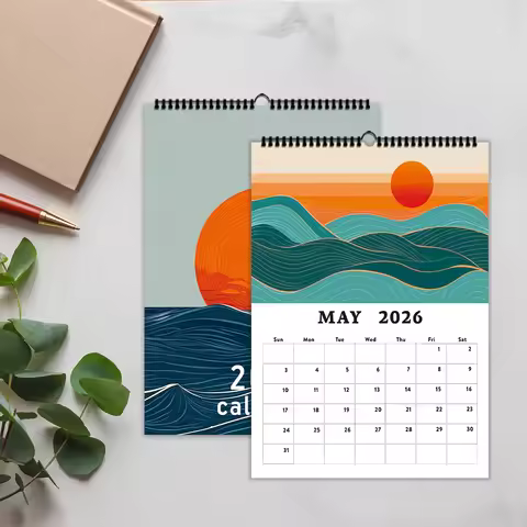 1pc 2026 Wall Calendar, scenery Abstract Geometric Design,12 Months Monthly Plan,Perfect Gift for Bi
