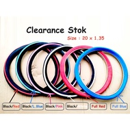 Clearance Stock Tayar colour untuk basikal non - lajak 20"x1.35 BMX , mini pun boleh guna .