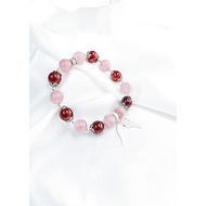 Vòng tay mệnh hỏa, thổ đá thạch anh hồng mix đá ganet đỏ+ charm cánh thiên thần LAT.93