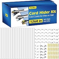 1260in Cord Hider Kit, Cord Covers for Wires on Wall, Paintable Cable Raceway, Cord Hider for Wall M