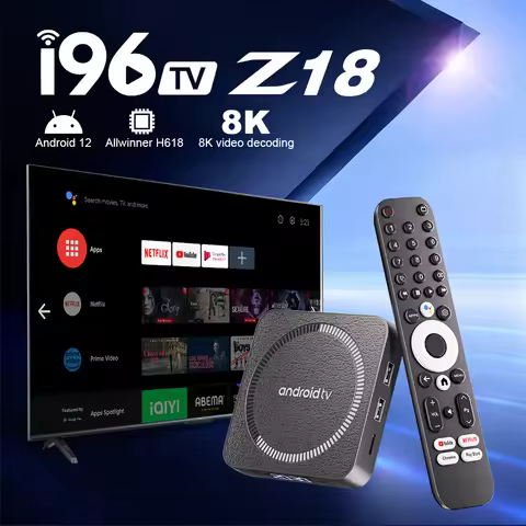 I96 Z18 Smart TV Box 4+32GB Android 12 8K H.265 Decode HDR Quad-Core Dual WiFi BT5.0 Voice Remote Su