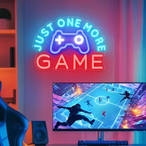 Just One More Game Neon Sign, Bedroom Gaming Room for Kids, Nursery Neon Sign, Neon Wall Sign Decor 