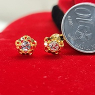 Murni Mewah Emas916, Subang Bunga Pentagon Crki Rh 7649 0.7 cm Pd