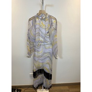 Oujia S Size 160 84A Purple Striped Leaky Shoulder Dress