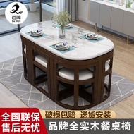 W-8 Marble Dining Tables and Chairs Set Square Solid Wood Dining Table Simple Modern Small Apartment Home Dining Table I