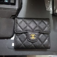 Chanel Black經典黑色皮革銀包