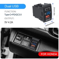 12V-24V 4.2A Dual Usb Car Charger For Honda 2 USB Port Auto Adapter LED Voltmeter Socket