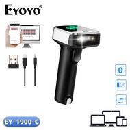 Eyoyo บาร์โค้ดสแกนเนอร์บลูทู ธ Cradle 2.4G Wireless USB Wired 1D Wireless Barcode Reader LCD Screen 