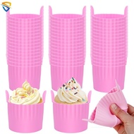 1Pc Pink Silicone Air Fryer Cake Mold High Temperature Resistant DIY Baking Cupcake Pudding Muffin Mold Kitchen Gadgets