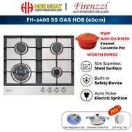 【READY STOCK】FIRENZZI FH-6408SS 4 Sabaf Burner Built-In Gas Hob 60cm with Safety Device FH-6408BK FH