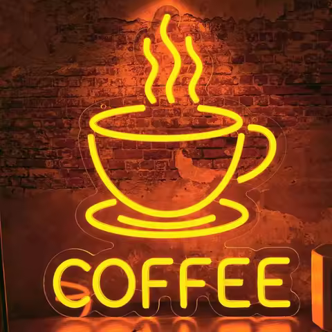 Coffee Neon Sign shop window Prompt sign LED Neon Light USB dimmable for Beverage store cafe Office 