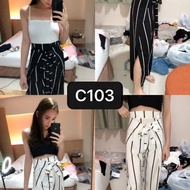 CODE：C103

颜色：黑色 白色
FREE SIZE（S-XL）

无论胖瘦都能驾驭的长裤 因为是自己绑的💖超特别！旁边是大开叉设计 建议大家可以穿一件安全裤打底