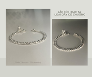 Lắc tay Bạc ta S990 dạng xích loại dày dặn dài 14cm - 15cm dành cho bé trai kèm Chuông - Bạc thật TT