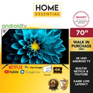 Sharp Aquos 70 Inch 4K UHD Android TV 4TC70DK1X | X4 Revelation Processor | Game Low Latency | Googl