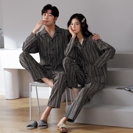 100% pure cotton pajamas couple pajamas spring and autumn long-sleeved pajamas womens loungewear men