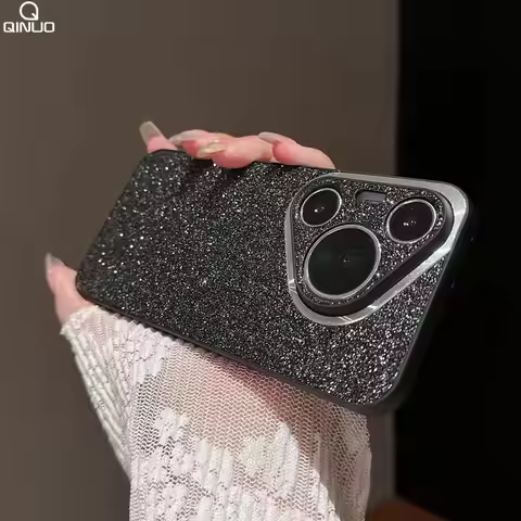 Metal Frame Shining Bling Glitter Case For Huawei Pura 70 Pro Ultra P60 P50 P40 P30 Pro Mate 60 50 4