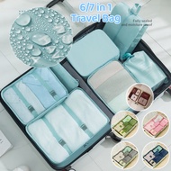 6/7 in 1 Set Travel Organizer Bag Pouch Multi Size Packing Clothes Storage Organizer Bag Perjalanan