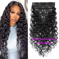 100% Human Hair Extension 8pcs/Set Deep Wave Clip In Human Hair Extension Fashion Type For Male