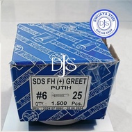 #6X25 SDS FH (+) GREET PUTIH SEKRUP SDS FH (+) GRC 6X25 MOON LION SKRUP CARLSIBOARD ROOFING GRC 25CM