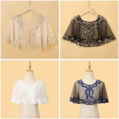 New Thin Party Shawl Sequin Sunscreen Clothing Flapper Shawl Polyester Shiny Sunscreen Cardigan Wome