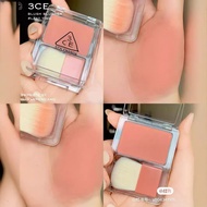 3CE Sanxi Jade Monochrome Soft Mist Blush with Brush Small Square Natural Contouring Matte Long-Last