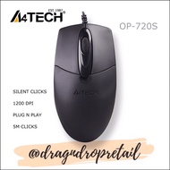 ♞A4TECH OP-720S Silent Clicks USB Optical Wheel Wired Mouse