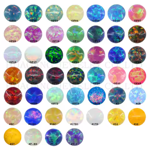 OP01~OP74 Opal Loose Beads Flat Base Cabochon Jewelry Mixed Synthetic Created Gemstones Stone Round 