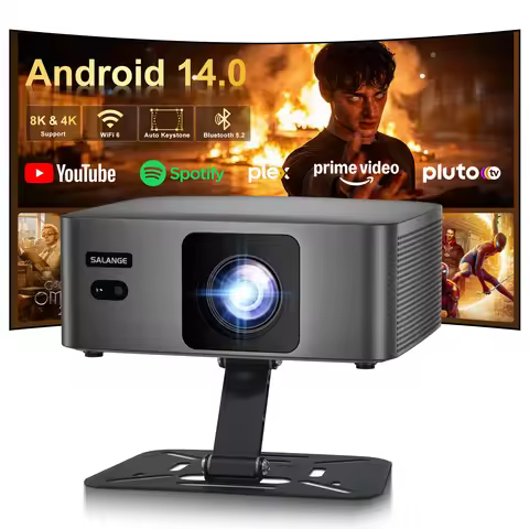 Salange P60Pro Mini Portable Projector 8K HD Native 1080P 460ANSI Android 14 System for Cinema Outdo