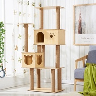Wood Cat Tree House Cat Condo Bed Scratcher House Cat Tower Cat Climbing Cat Tree House Rumah Kucing Wooden Cat Tower