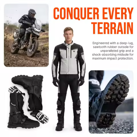 2PCS G5 Professional Motorcycle Boots Waterproof Motocross Boots Men's Wear-resistant Moto Rally Boo