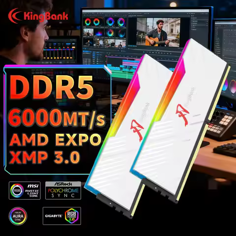 KINGBANK SOARBLADE KRRW Series 64GB (32GBx2) DDR5 White RGB Memory Kit 6000MHz with Hynix M Die for 
