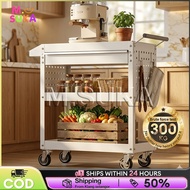 SK🔥All-Metal Trolley with Drawer Pegboard Heavy Duty 300KG Kitchen Rack Mobile Tools Cart Organizer