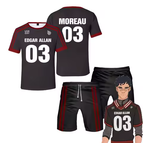 Edgar Allan Moreau Jersey Cosplay T-shirt Shorts Set 3D The Foxhole Court Print Tees Suit Summer Men