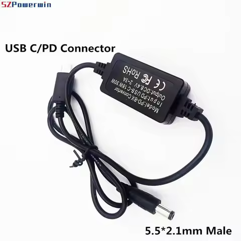 10PCS USB-C PD Convertor to 5.5*2.1mm for Camera DC Coupler AC-PW20 FW50 FZ100 Canon DR400(BP511) DR