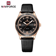 NAVIFORCE นาฬิกาสำหรับแฟชั่นสำหรับผู้หญิงนาฬิกาข้อมือผู้หญิงกันน้ำหนังหรูหรามีเพชรส่องแสงควอตซ์2024ข