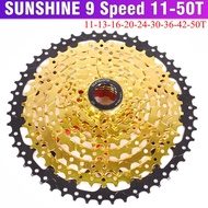 Sunshine 9 Speed Cassette 11-50t 11-42t Gold Mountain Bike Wideratio Mtb Bicycle 9s Flywheel Compati