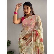 Pure Georgette Saree with Satin blouse material