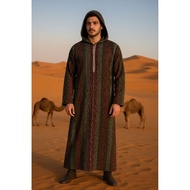 HIJAU Djellaba.id Umrah Gamis Muslim Clothes Prayer Robe Hoodie Jalabah Kapucong Moroccan Men Semiwo