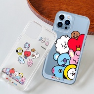 Shockproof Hard Phone Casing Compatible For iPhone 11 12 13 Pro Max 7 8 SE 2022 Bts Bt21 Pattern Thickened Borders Clear Case