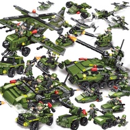 1030PCS Mainan Bricks Tentara Blok Bangunan Mobil Militer Truk Pesawat Model Senjata Bata Set Konstr