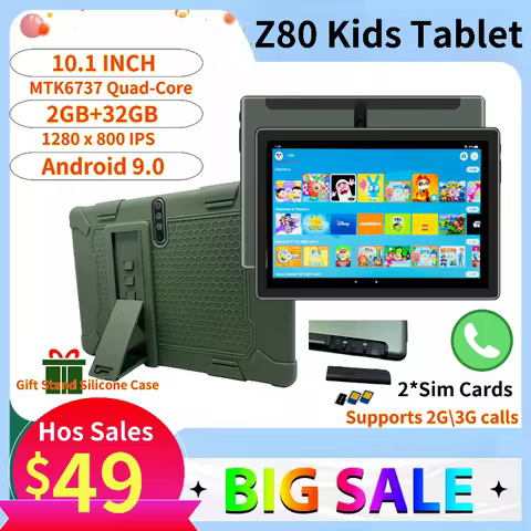 10.1 INCH Type-C 3G Phone Tablet For Kids Android 9.0 2GB Ram 32GB Rom MTK6737 Quad-Core 1280x800 IP