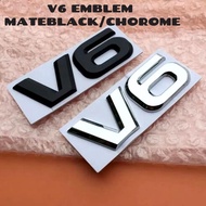 V6 Emblem Logo (MateBlack/Chrome)