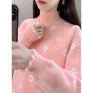 winter sweater woman sweater woman Mock Collar Loose Mink Fleece Knit Base Shirt Sweater