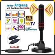 2X AMPLIFIER HIGH GAIN 36DBi HD DIGITAL INDOOR OUTDOOR BOOSTER ANTENNA FREEVIEW MYTV DVB-T2 AERIAL D