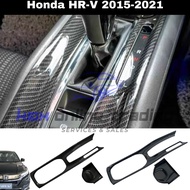 Honda HRV Vezel 2014-2021 Glossy Black/Carbon Fiber Trim Gear Console Panel Protector Cover